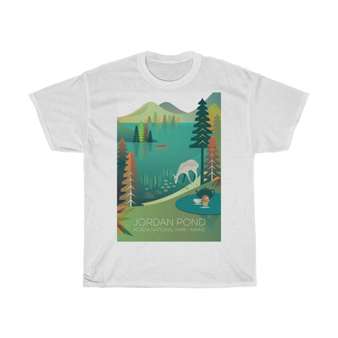 ACADIA NATIONAL PARK, JORDAN POND UNISEX HEAVY COTTON TEE