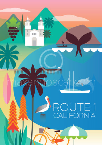 ROUTE 1 CALIFORNIA PRINT